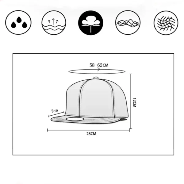 Stylish Cartoon Embroidered Adult Baseball Cap Playful Vinyl Record Brim Design Finger Pattern Hip Hop Flat Sun Hat