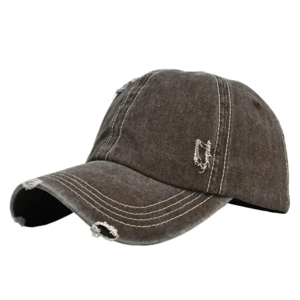 Vintage Denim Ripped Baseball Cap Washed and Distressed Adjustable Old Men Women Vintage Outdoor Trendy Streetwear Snapback Cap