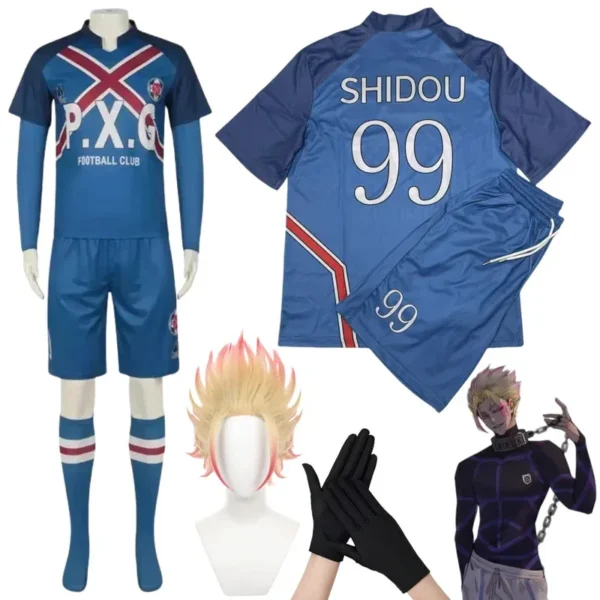 Anime Blue Lock Shidou Cosplay Costumes # 99 Shidou Ryuusei Football Jersey Cosplay Wigs Mens Halloween Party Soccer Uniform Set