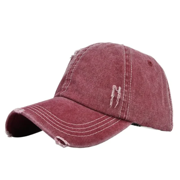 Vintage Denim Ripped Baseball Cap Washed and Distressed Adjustable Old Men Women Vintage Outdoor Trendy Streetwear Snapback Cap