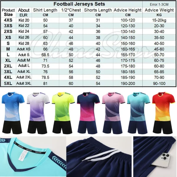 Customized Soccer Jerseys Shorts With Pockets Men Women Soccer Jersey Set Breathable Kids Adults Football Uniform Playball Wear