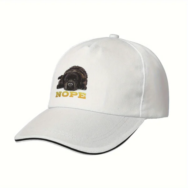 "NOPE" Funny Dog Owner Trucker Hat - Adjustable Snapback Baseball Cap with Cartoon Design, Breathable Mesh Back
