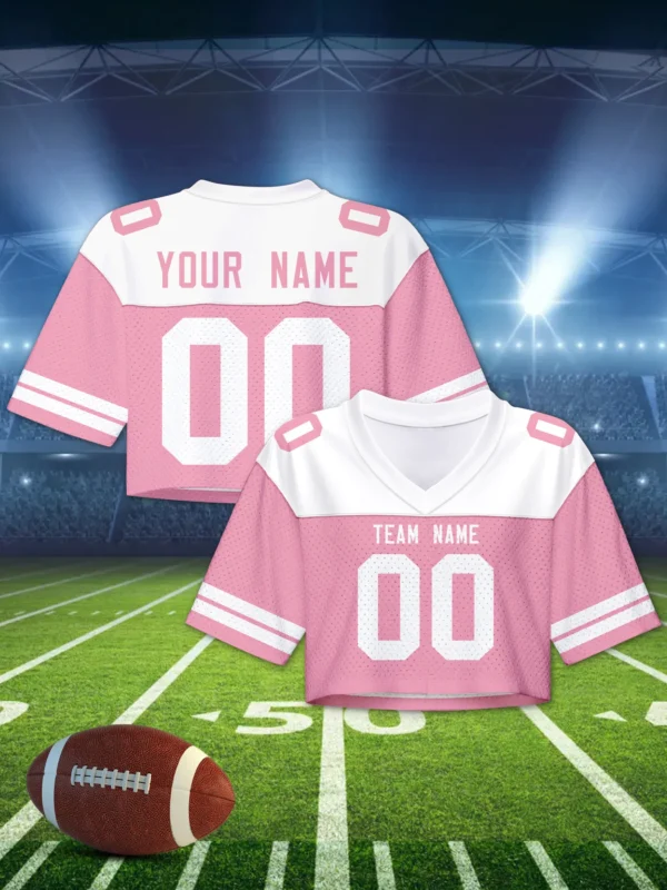 Custom American Football Crop Jersey Personalized Football Jerseys with Team Name Number Logo Women Cheerleading Football Shirt