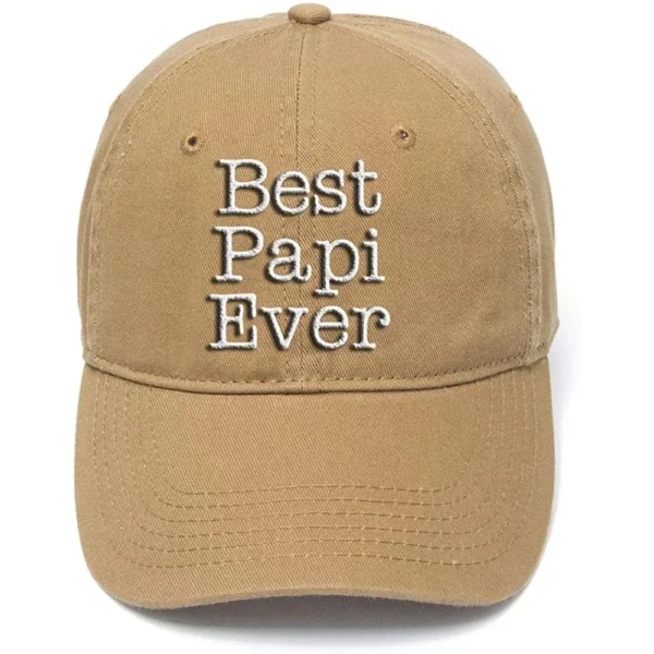 Lyprerazy for Grandpa Best Papi Ever Washed Cotton Adjustable Flock Printing Baseball Cap