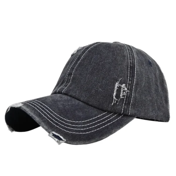 Vintage Denim Ripped Baseball Cap Washed and Distressed Adjustable Old Men Women Vintage Outdoor Trendy Streetwear Snapback Cap