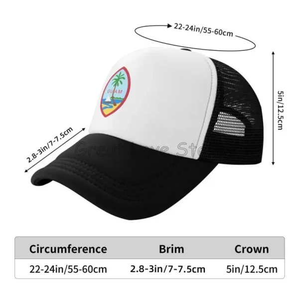 Guam Flag Print Mesh Baseball Caps Adjustable Snapback Hats for Men Women Outdoor Sun Protection Cap Casual Trucker Dad Hat