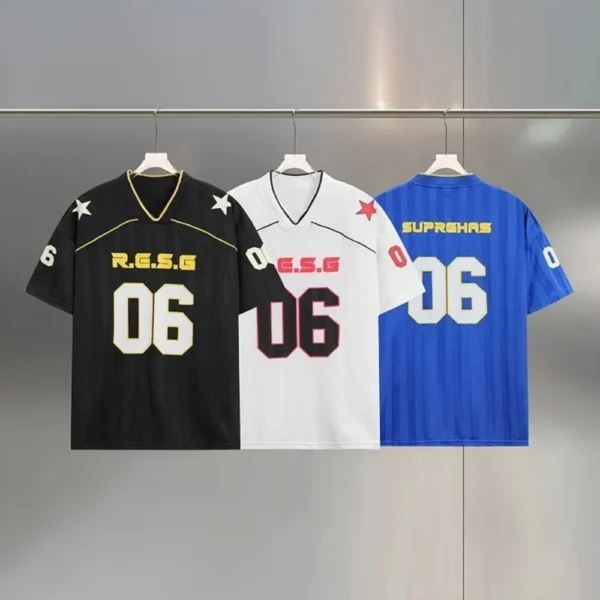 European and American Street Fashion Brands Loose Fit for Couples American Retro Sports Jerseys Short Sleeved Football Jerseys