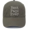 Lyprerazy for Grandpa Best Papi Ever Washed Cotton Adjustable Flock Printing Baseball Cap