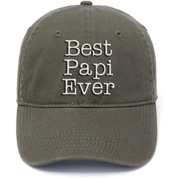 Lyprerazy for Grandpa Best Papi Ever Washed Cotton Adjustable Flock Printing Baseball Cap