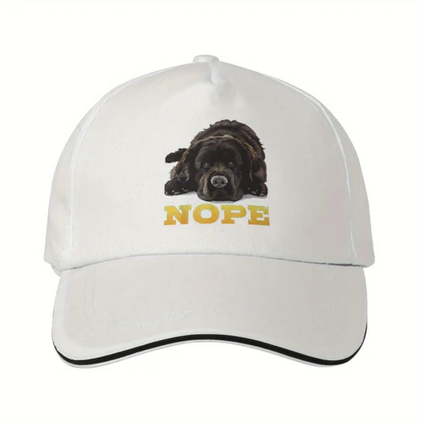 "NOPE" Funny Dog Owner Trucker Hat - Adjustable Snapback Baseball Cap with Cartoon Design, Breathable Mesh Back